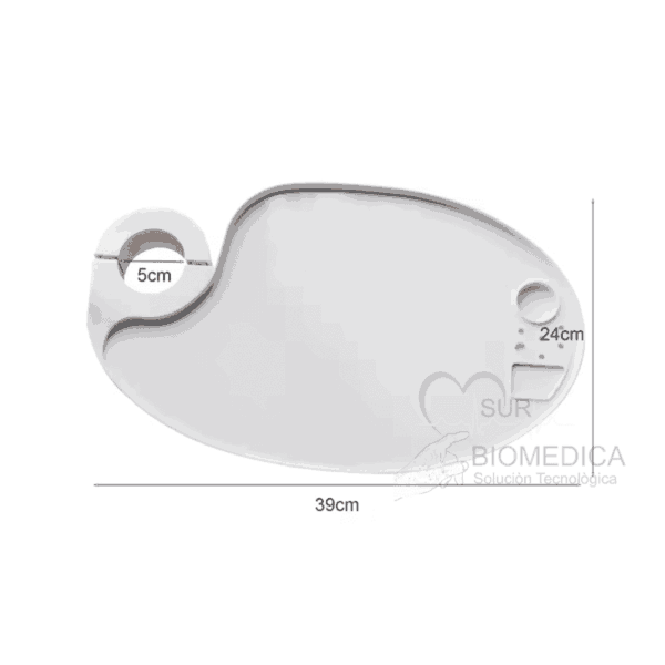 Bandeja dental ovalada Machtig de plástico blanco, vista frontal con diseño moderno y resistente.